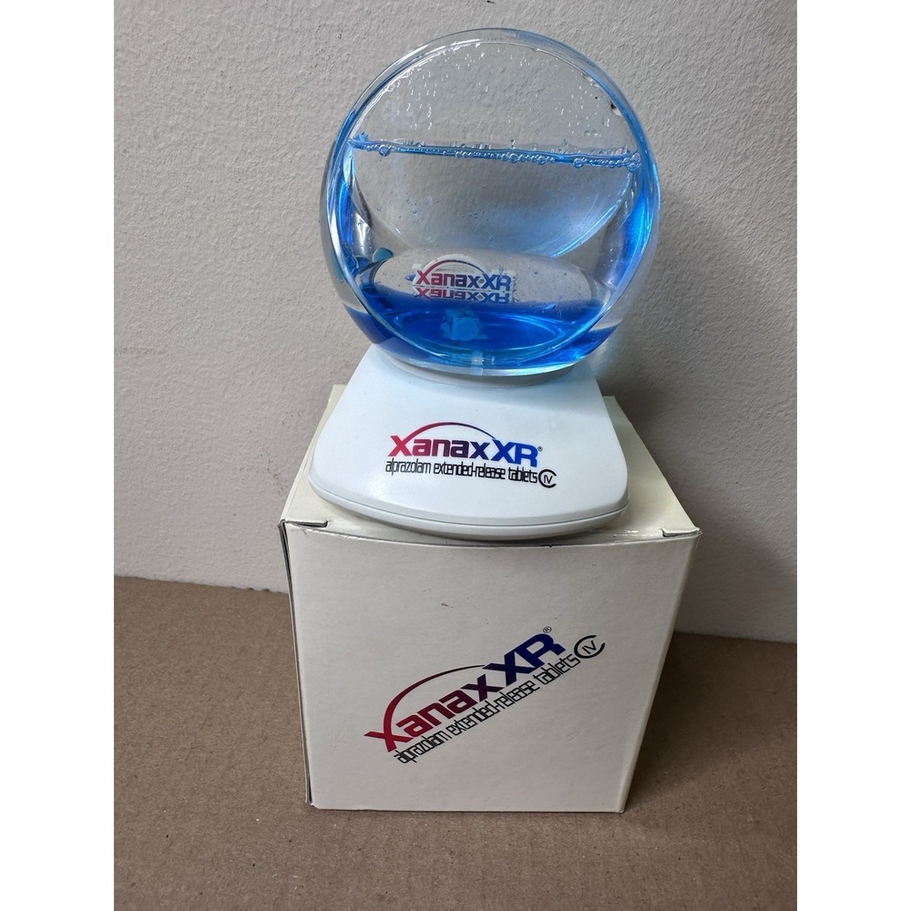 Vintage Xanax XR Liquid Bubble Desk Clock Drug Rep Pharmaceutical Promo w Box